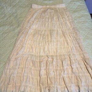 Max Studio Cream Textured Maxi Skirt